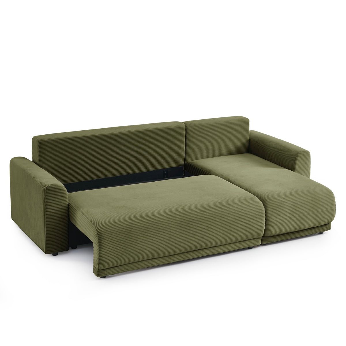 Soline - Sofá rinconero de 4 plazas - Pana verde