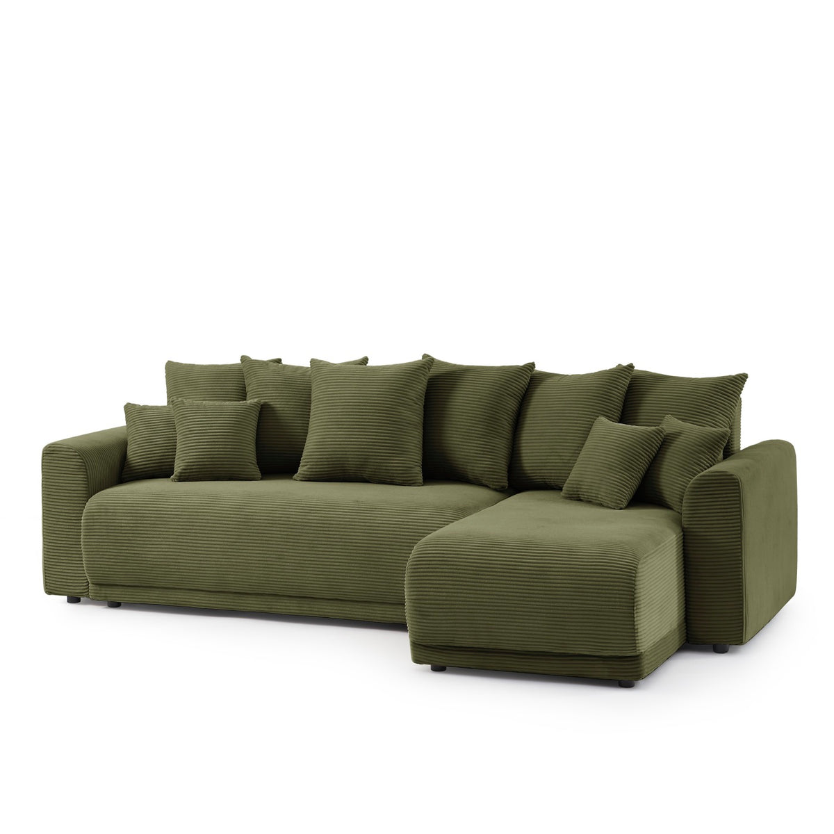 Soline - Sofá rinconero de 4 plazas - Pana verde