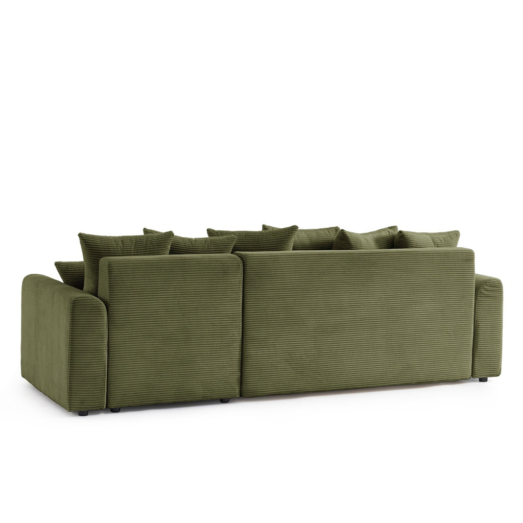 Soline - Sofá rinconero de 4 plazas - Pana verde