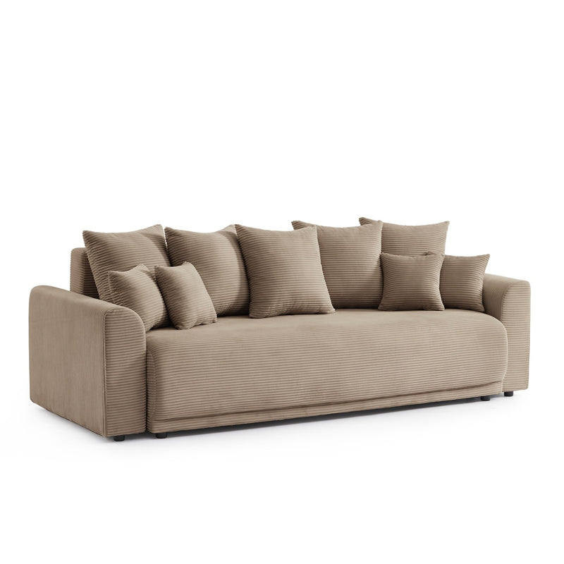 Convertible Straight Sofa - 3 Seater - Soline - Corduroy - Taupe