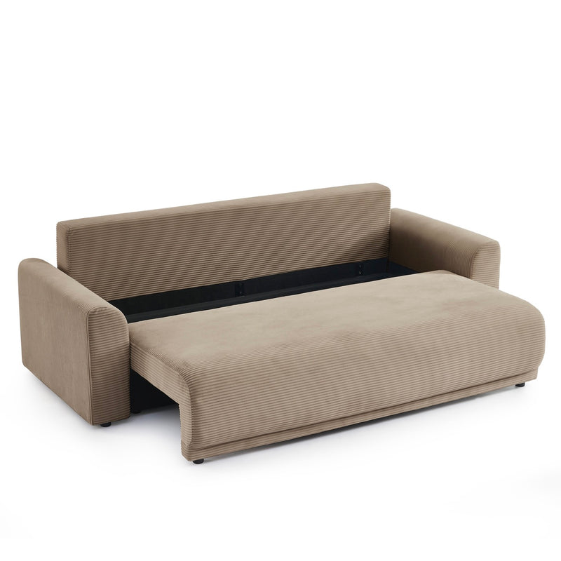 Convertible Straight Sofa - 3 Seater - Soline - Corduroy - Taupe