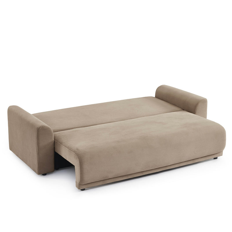 Convertible Straight Sofa - 3 Seater - Soline - Corduroy - Taupe