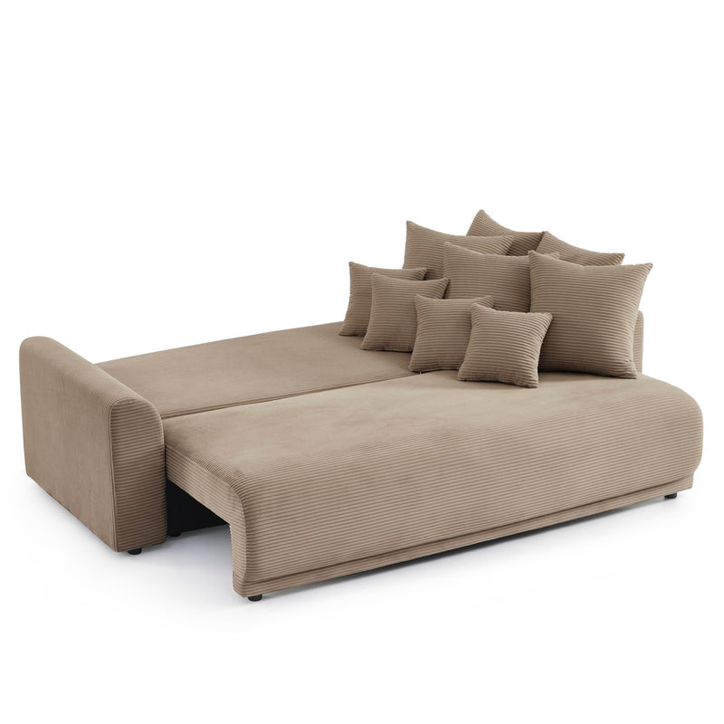 Convertible Straight Sofa - 3 Seater - Soline - Corduroy - Taupe