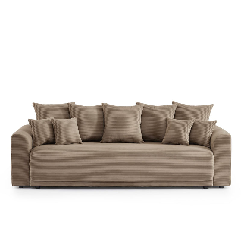 Convertible Straight Sofa - 3 Seater - Soline - Corduroy - Taupe