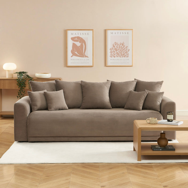 Convertible Straight Sofa - 3 Seater - Soline - Corduroy - Taupe