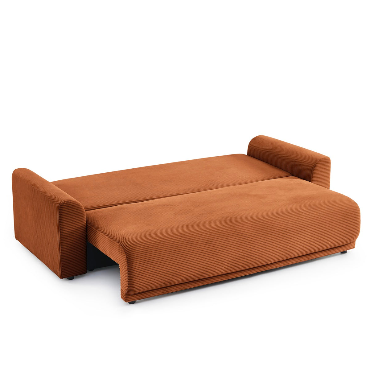 Soline - Sofá recto - Terciopelo de canalé terracota