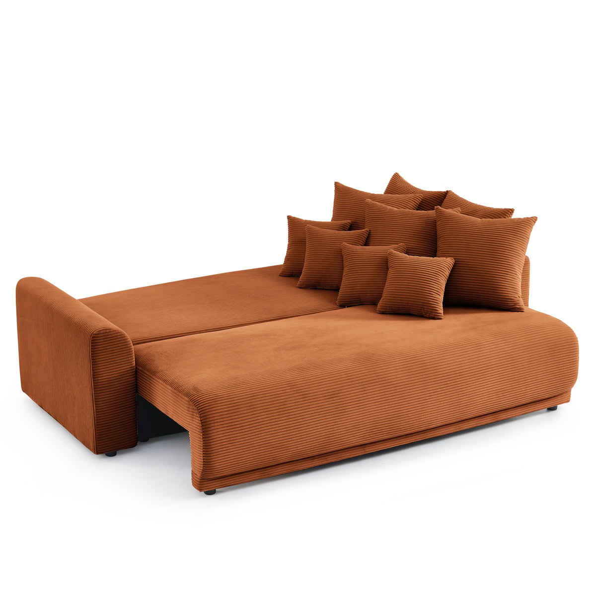 Soline - Sofá recto - Terciopelo de canalé terracota