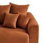 Soline - Sofá recto - Terciopelo de canalé terracota