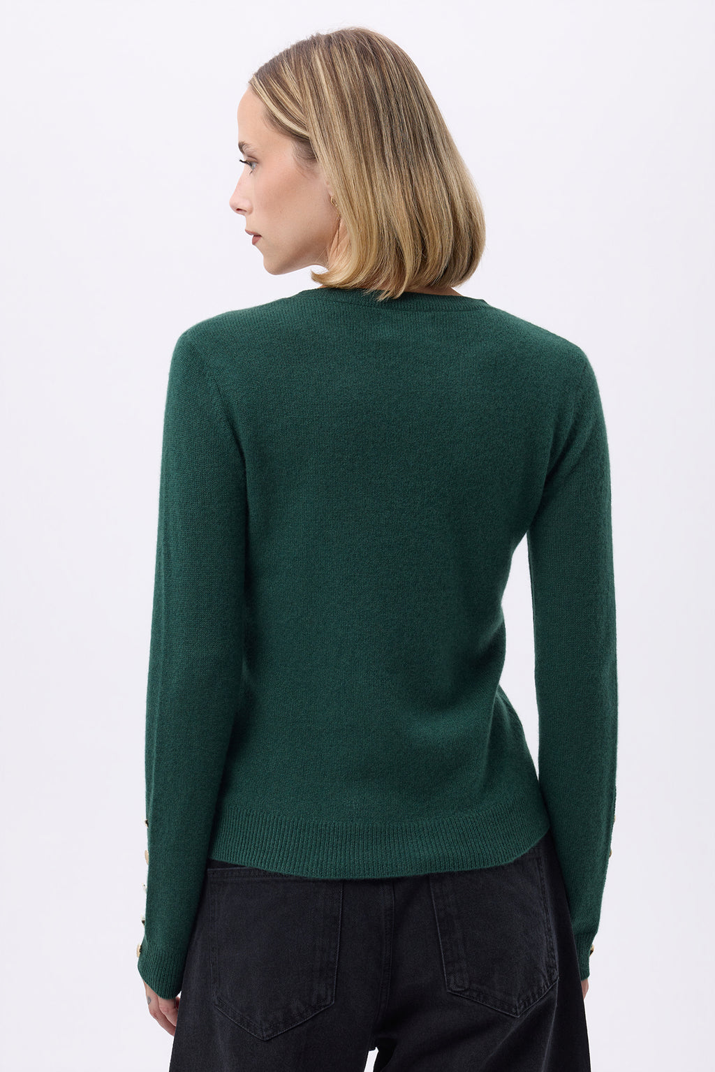 Pull Col Rond Boutons Dorés Hommeches Ballon F Sol - Vert Bouteille - Femme