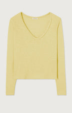 T-Shirt ML Col V - Pistachio Vintage - Femme