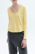 T-Shirt ML Col V - Pistachio Vintage - Femme