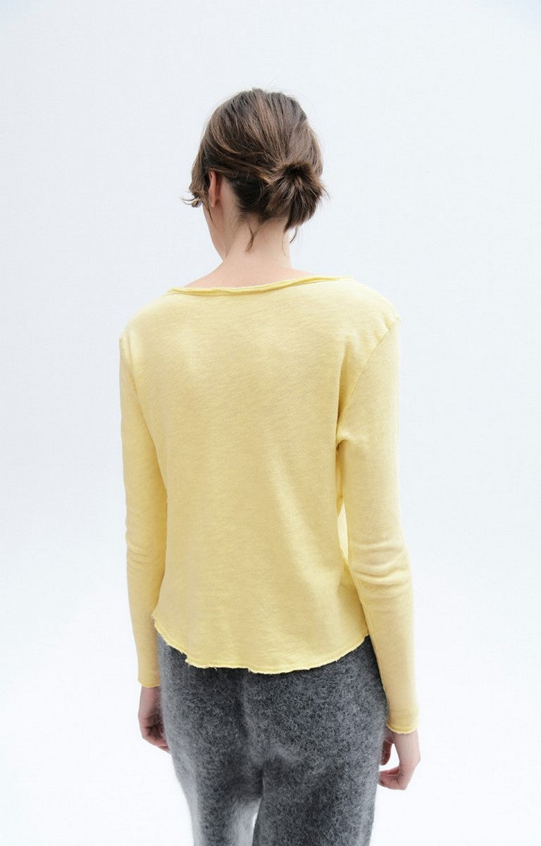 T-Shirt ML Col V - Pistachio Vintage - Femme