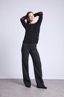 Pull Col Rond Etoiles Coudes Sonia - Noir Rouge - Mixte