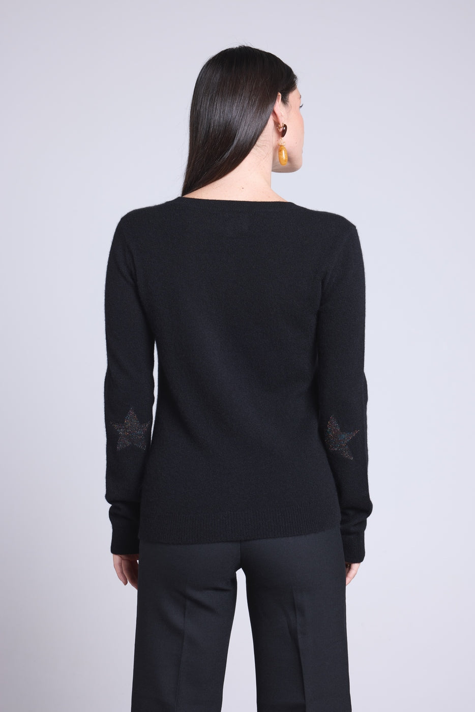 Jersey de cuello redondo con estrellas en los codos Sonia - Negro lúrex multicolor - Unisex