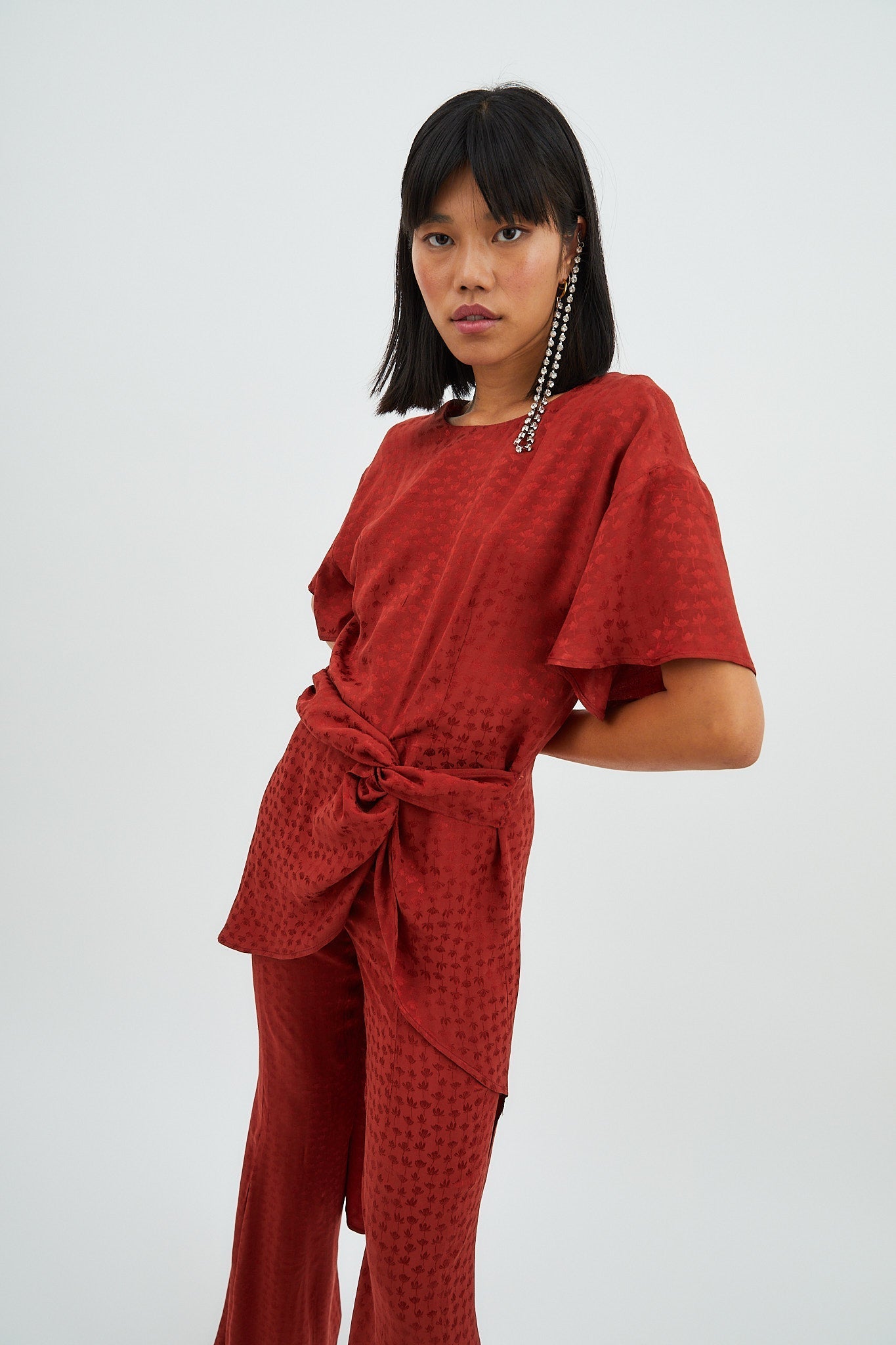Camisa Camila Jcq Mini Flor Teja
