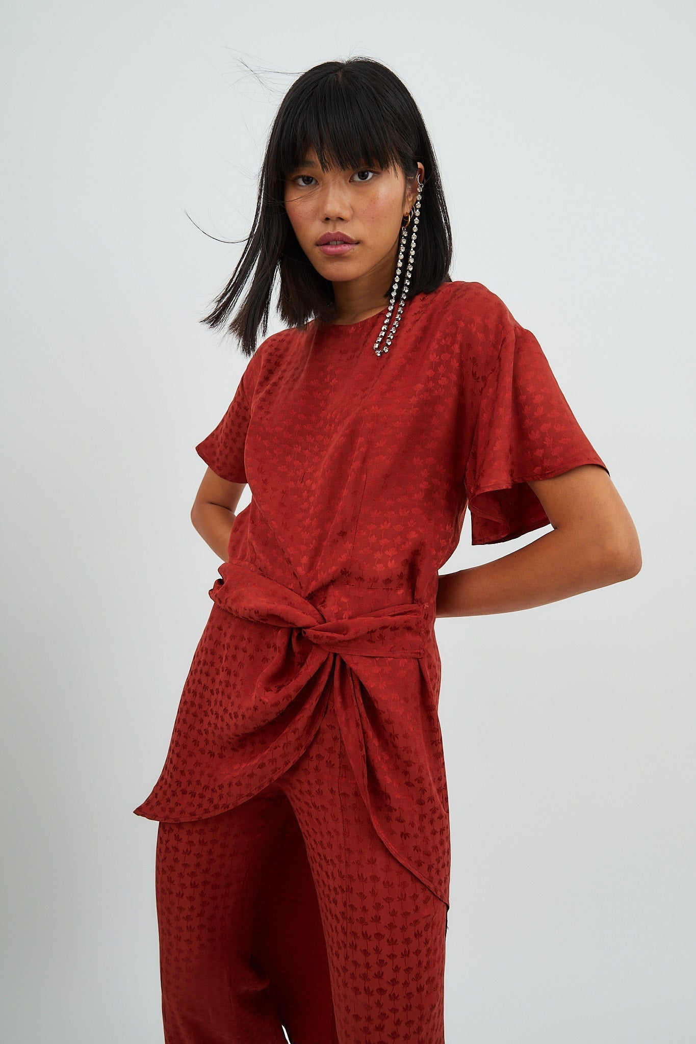 Camisa Camila Jcq Mini Flor Teja