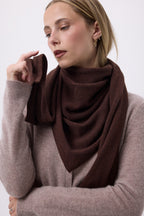 Oversize trekantet ensfarvet bandana-tørklæde Sora - Brun - Dame
