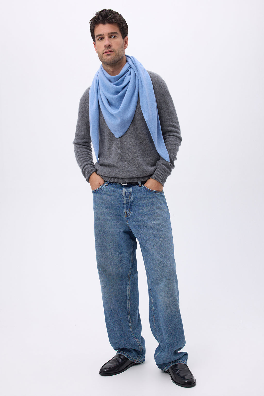 Echarpe Bandana Oversize Triangle Unie Bandana Sora - Bleu Ciel - Homme