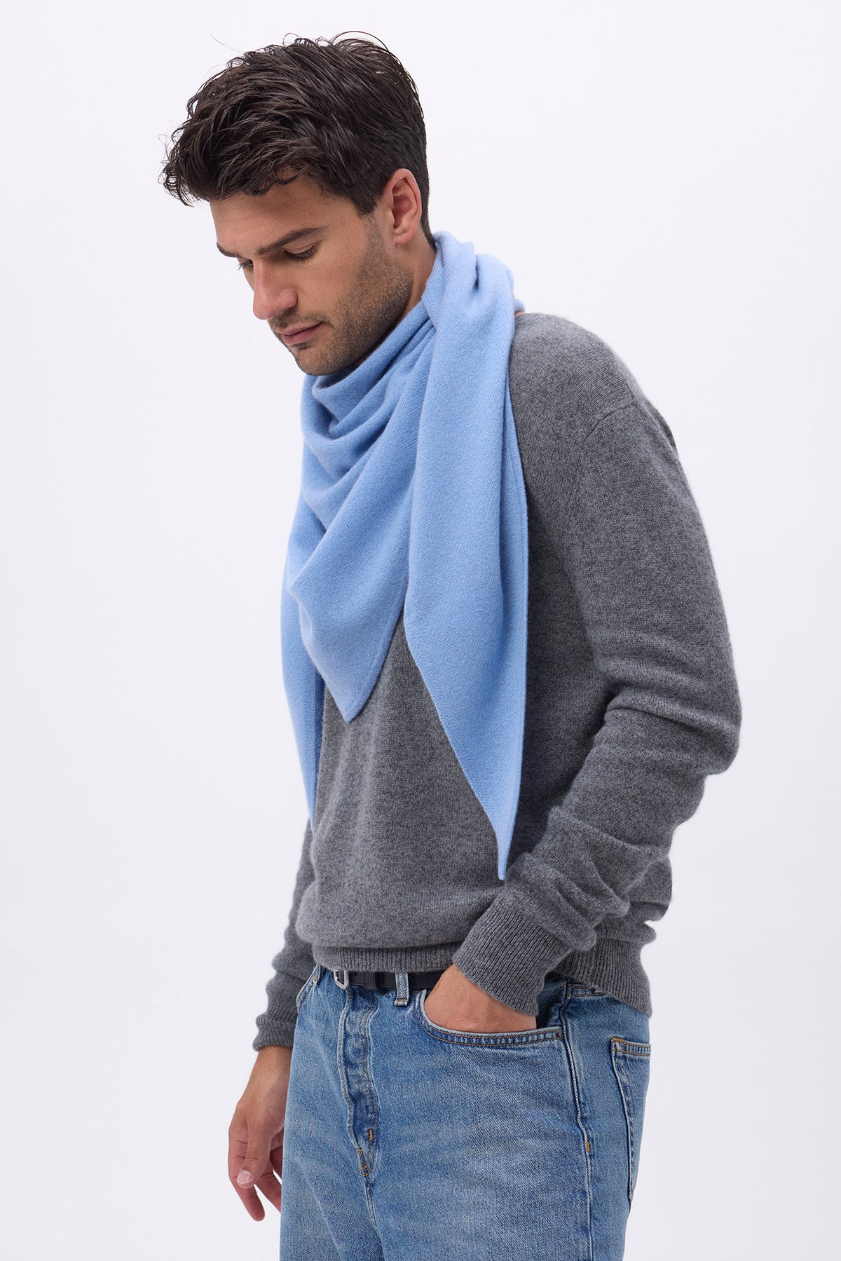 Echarpe Bandana Oversize Triangle Unie Bandana Sora - Bleu Ciel - Homme