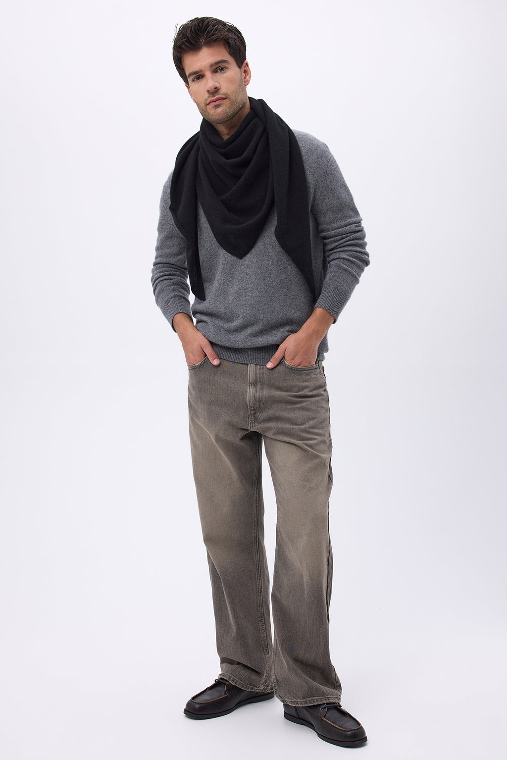 Szalik bandana trójkątny oversize gładki Bandana Sora - Czarny - Męski