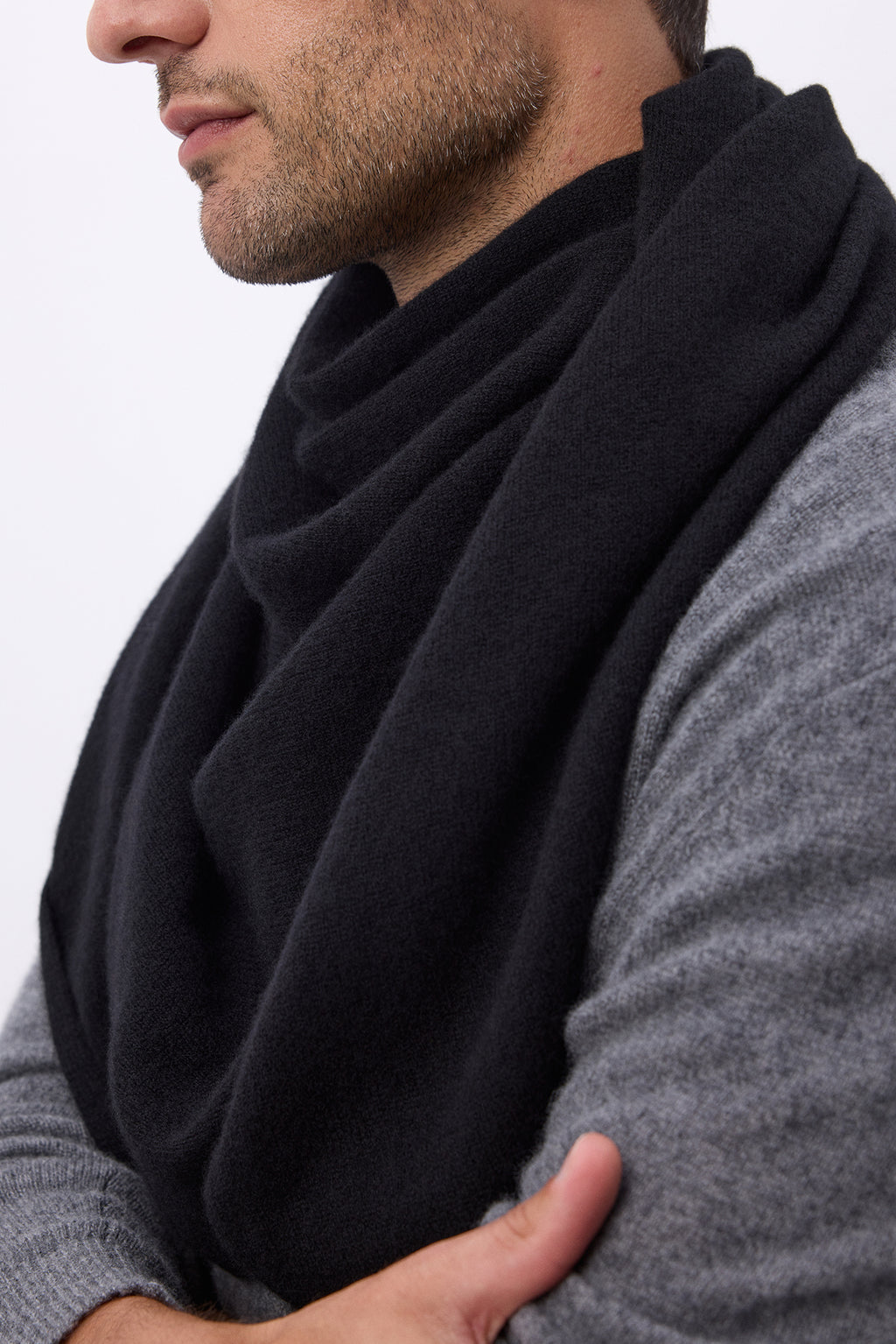 Szalik bandana trójkątny oversize gładki Bandana Sora - Czarny - Męski
