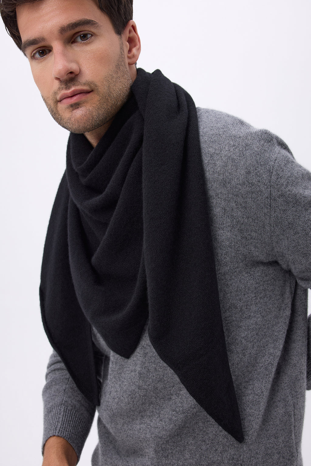 Szalik bandana trójkątny oversize gładki Bandana Sora - Czarny - Męski