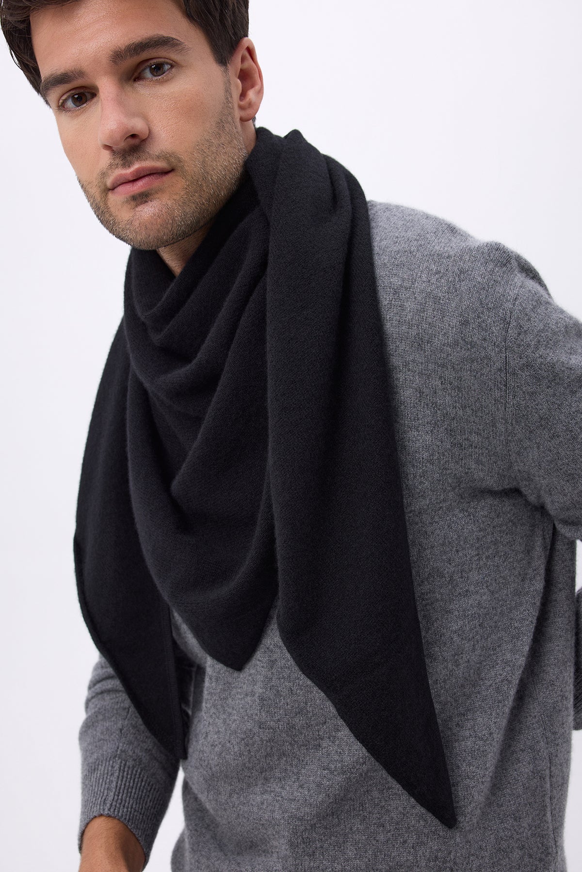 Szalik bandana trójkątny oversize gładki Bandana Sora - Czarny - Męski