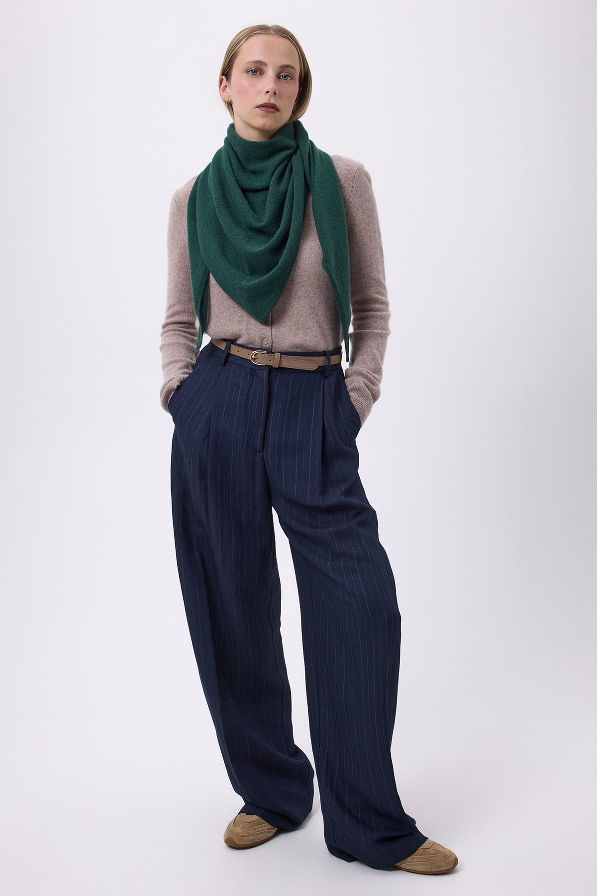 Echarpe Bandana Oversize Triangle Unie Bandana Sora - Vert Bouteille - Femme