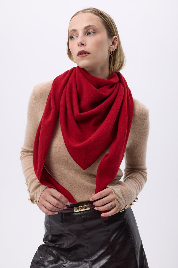 Echarpe Bandana Oversize Triangle Unie Bandana Sora - Rouge Bordeaux - Femme