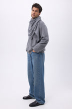 Oversized driehoekige effen bandana-sjaal Sora - Donkergrijs - Heren