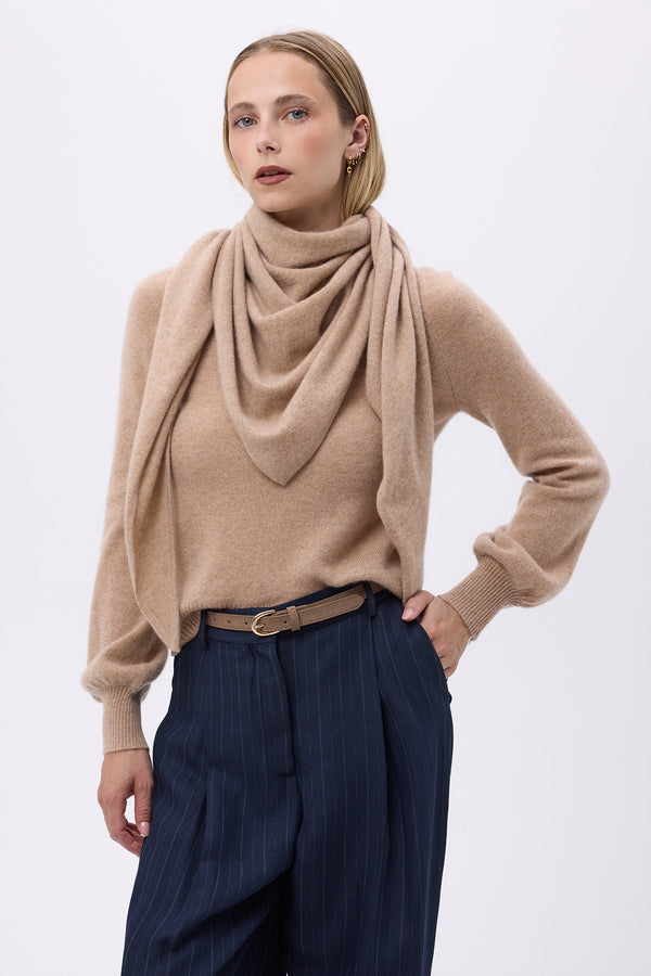 Echarpe Bandana Oversize Triangle Unie Bandana Sora - Beige Creme - Femme