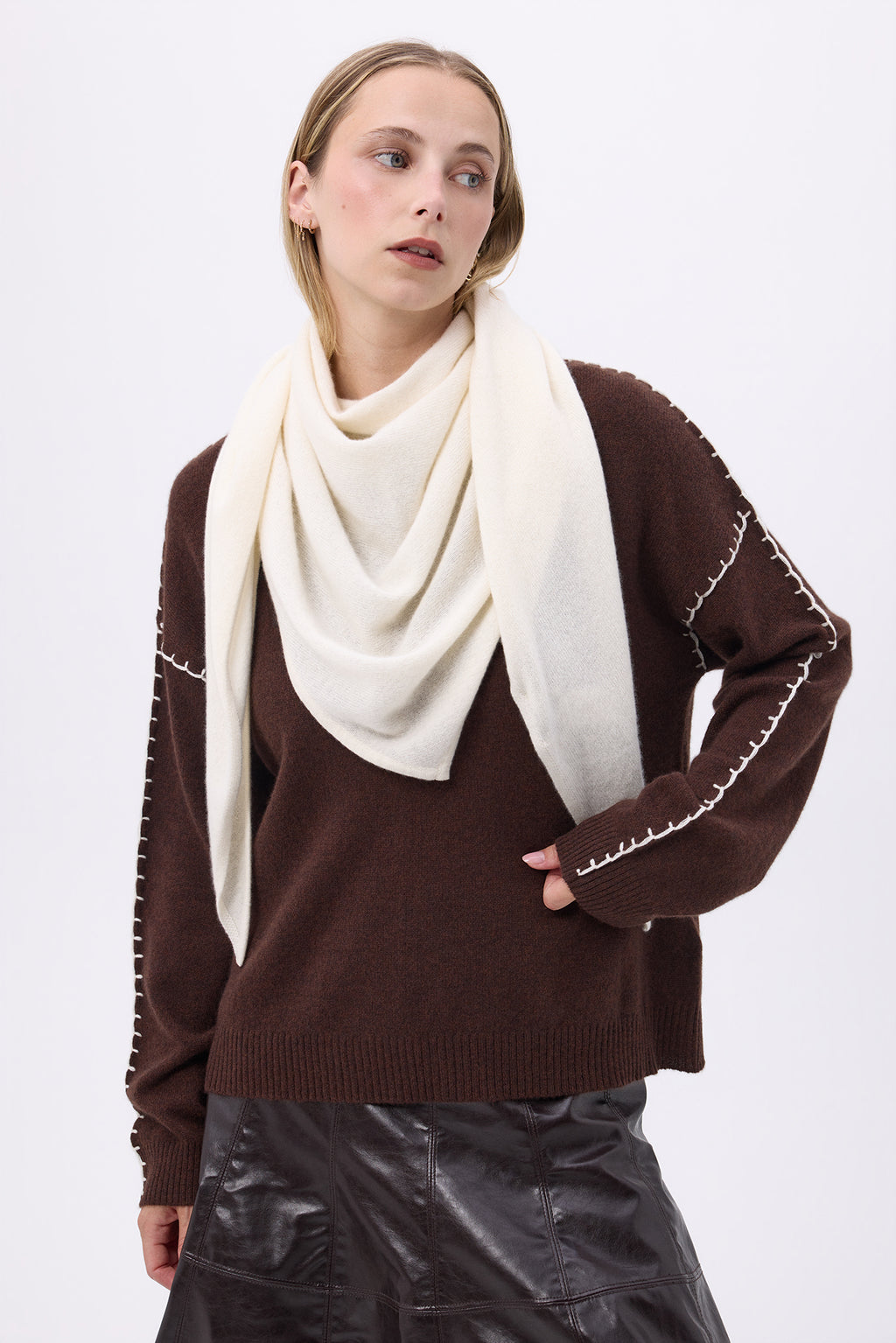 Echarpe Bandana Oversize Triangle Unie Bandana Sora - Blanc - Femme