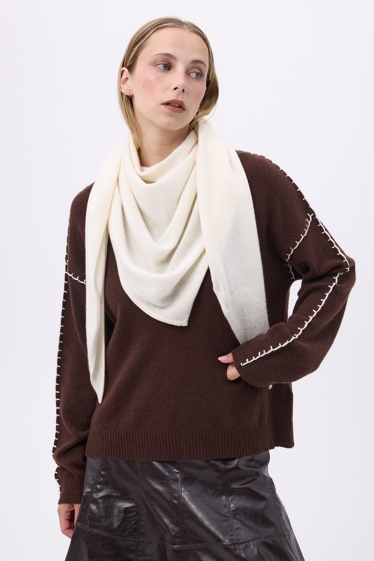 Echarpe Bandana Oversize Triangle Unie Bandana Sora - Blanc - Femme