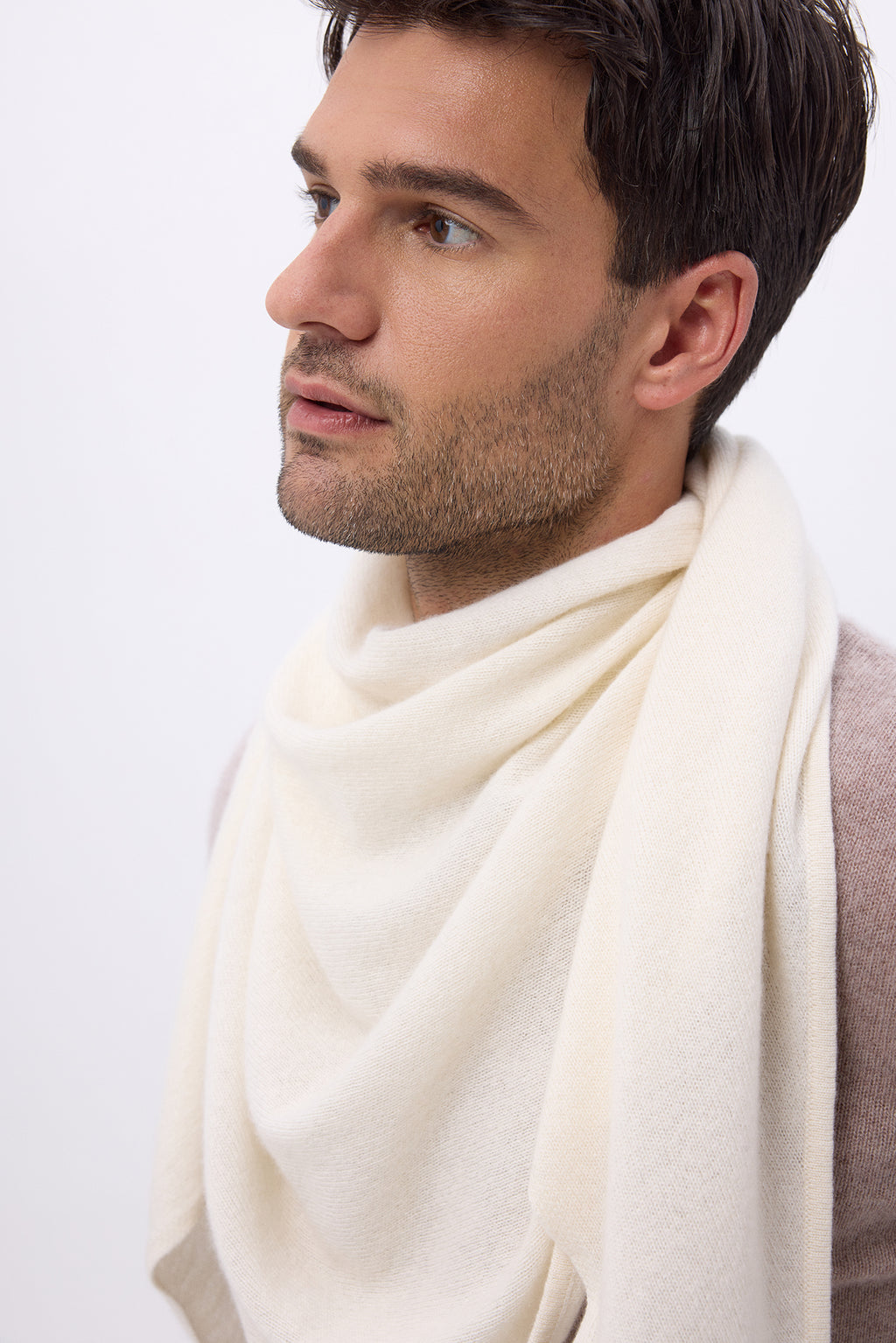 Oversized Driehoekige Effen Bandana Sjaal Bandana Sora - Wit - Heren