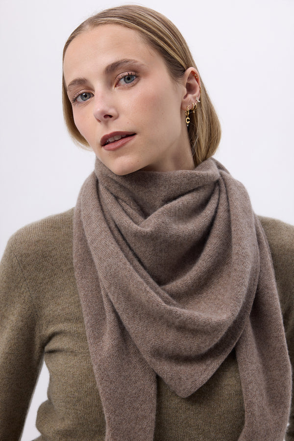 Echarpe Bandana Oversize Triangle Unie Bandana Sora - Noisette - Femme