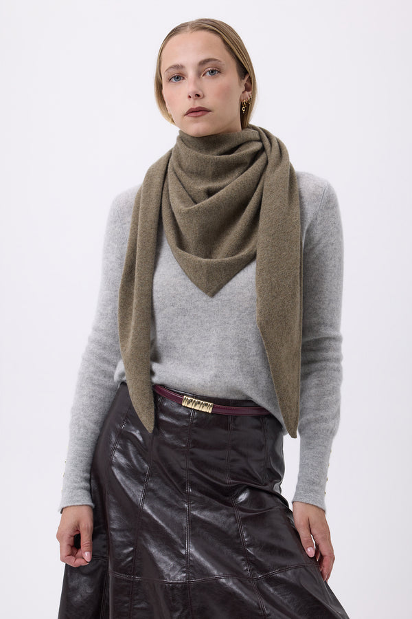 Echarpe Bandana Oversize Triangle Unie Bandana Sora - Vert Khaki - Femme