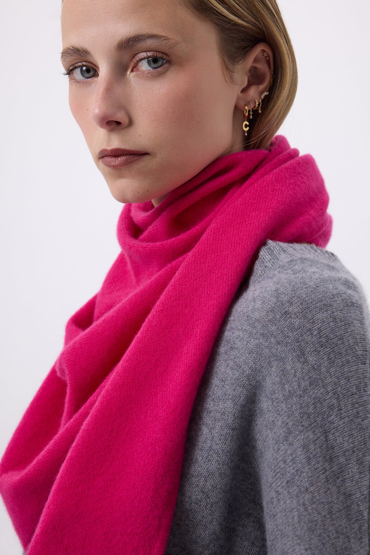 Grote Driehoekige Effen Bandanasjaal Bandana Sora - Fuchsia - Dames