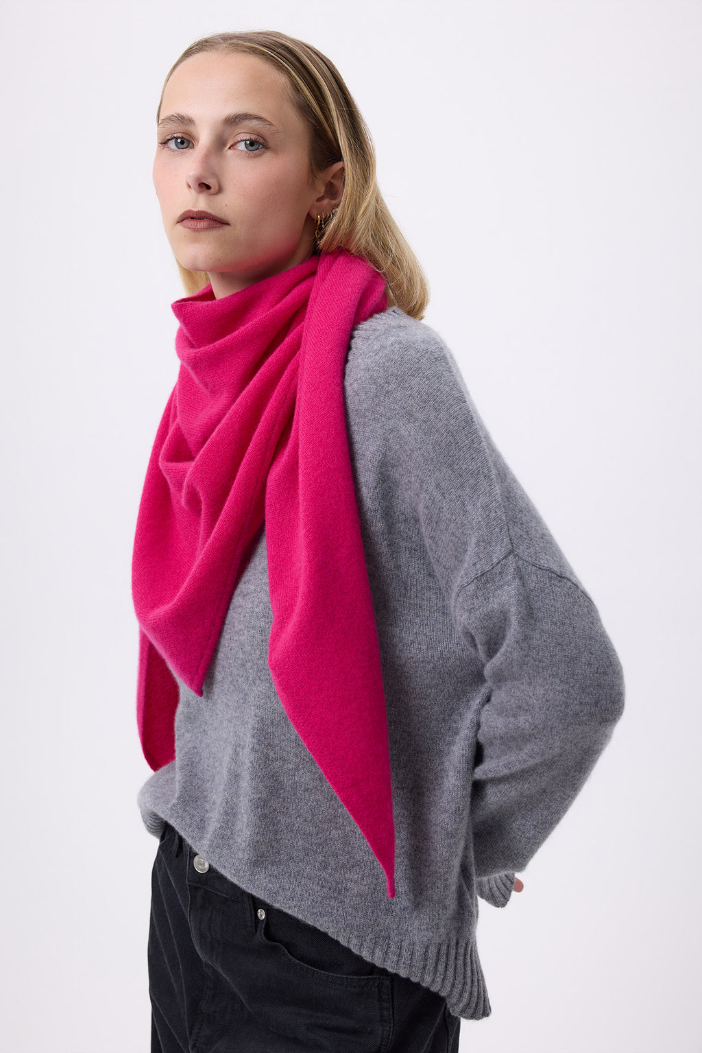 Grote Driehoekige Effen Bandanasjaal Bandana Sora - Fuchsia - Dames