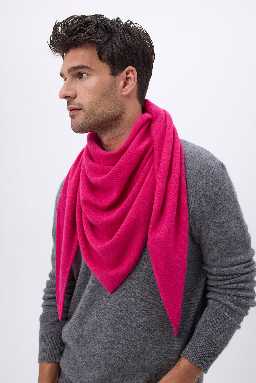 Bufanda bandana triangular oversize lisa Bandana Sora - Fucsia - Hombre