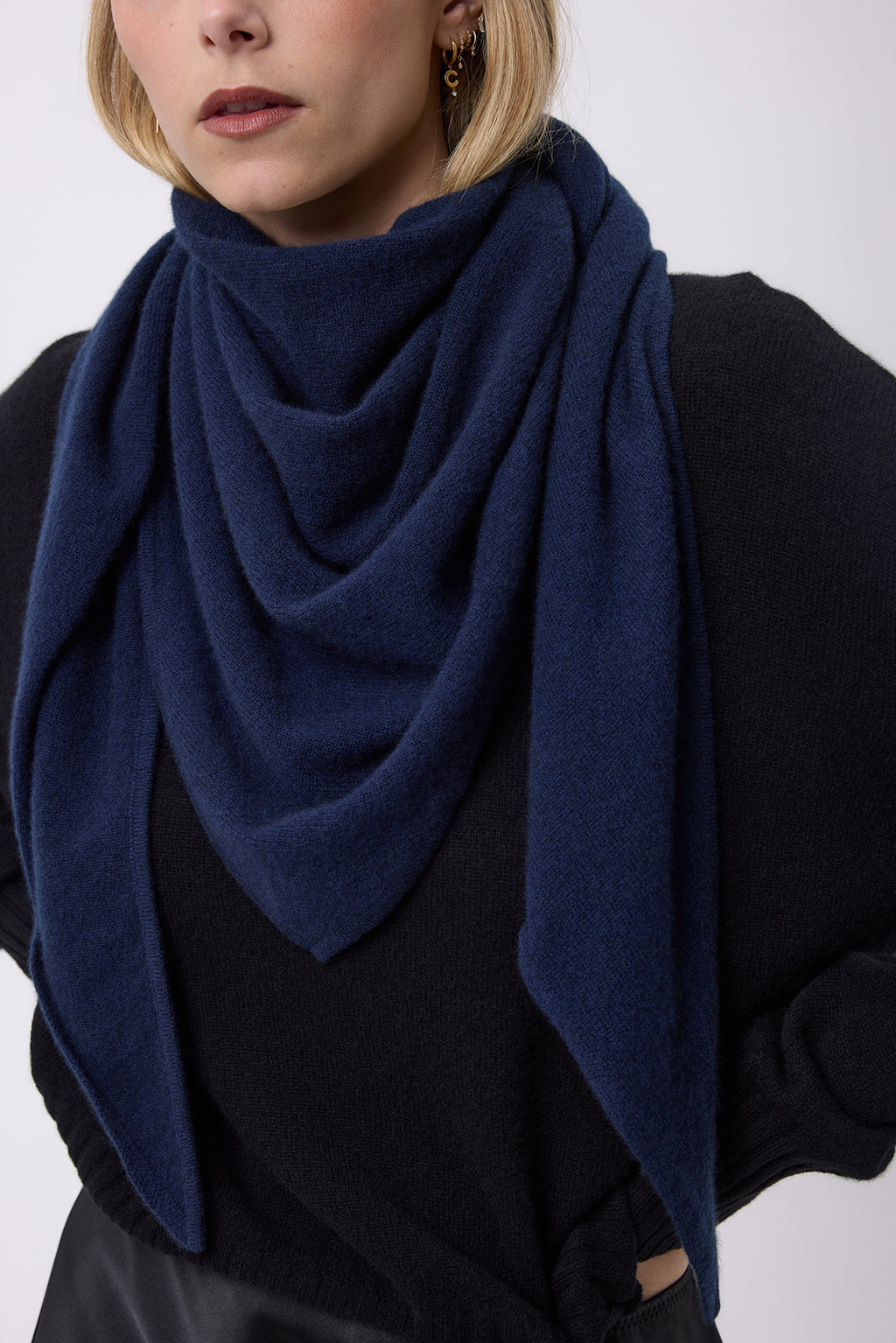 Echarpe Bandana Oversize Triangle Unie Bandana Sora - Bleu Marine - Femme