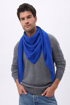 Bufanda bandana triangular oversize lisa Bandana Sora - Azul rey - Hombre