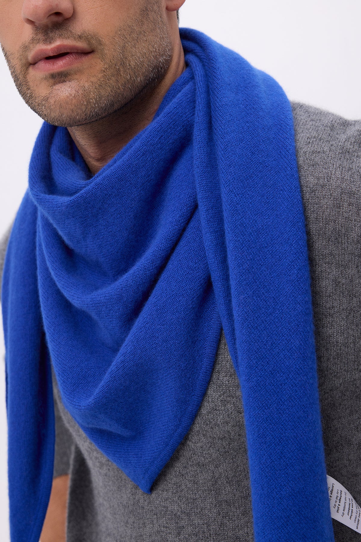 Bufanda bandana triangular oversize lisa Bandana Sora - Azul rey - Hombre