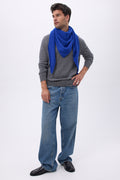 Bufanda bandana triangular oversize lisa Bandana Sora - Azul rey - Hombre