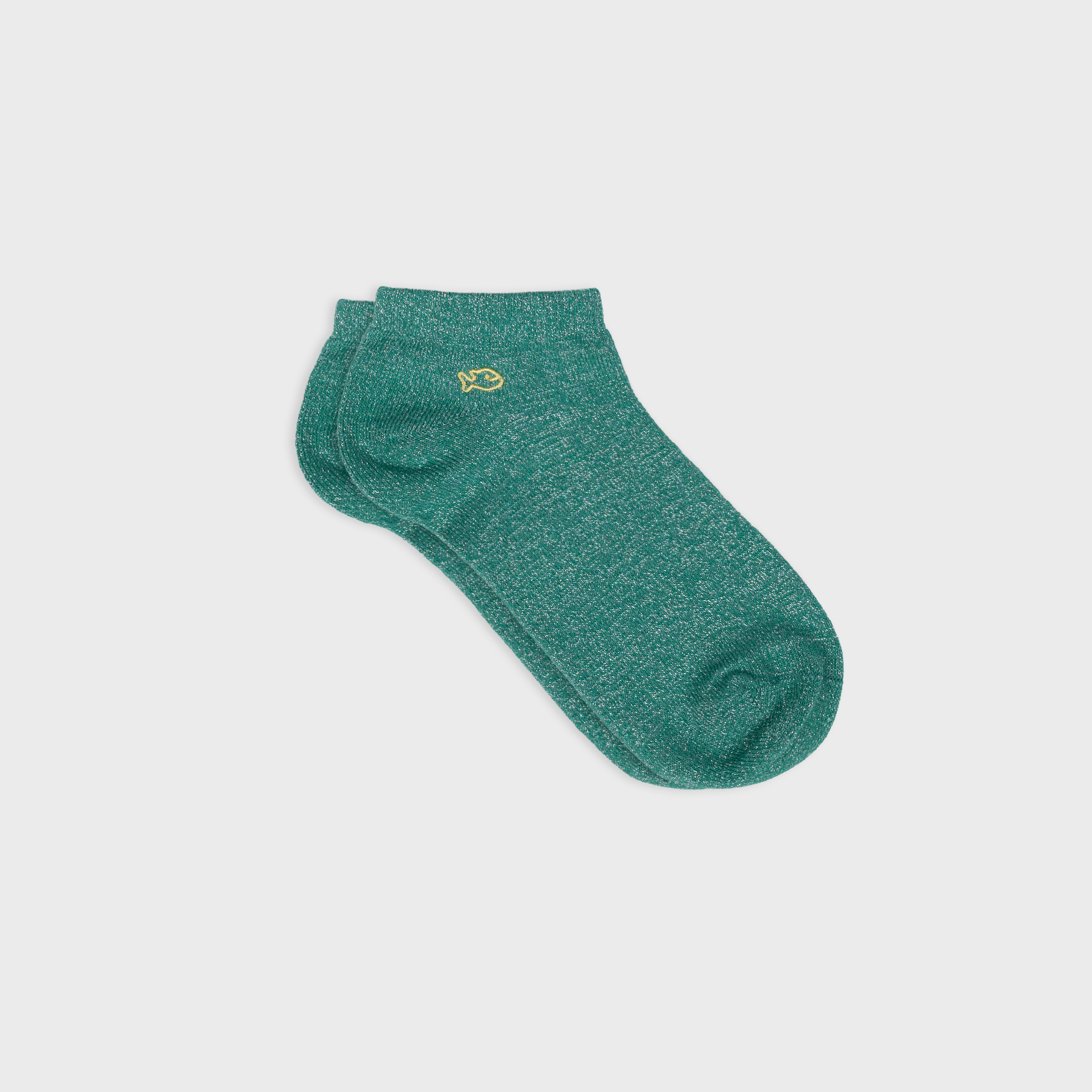 Socquettes Pailletées En Coton Peigné Unies - Vert