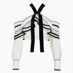 Proenza Schouler - Top de Crepé de Viscosa Texturizada - Blanco Multicolor - Mujer