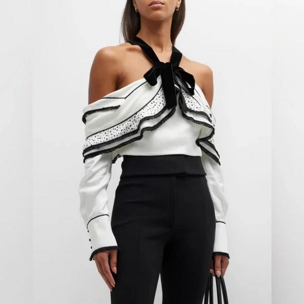Proenza Schouler - Top de Crepé de Viscosa Texturizada - Blanco Multicolor - Mujer