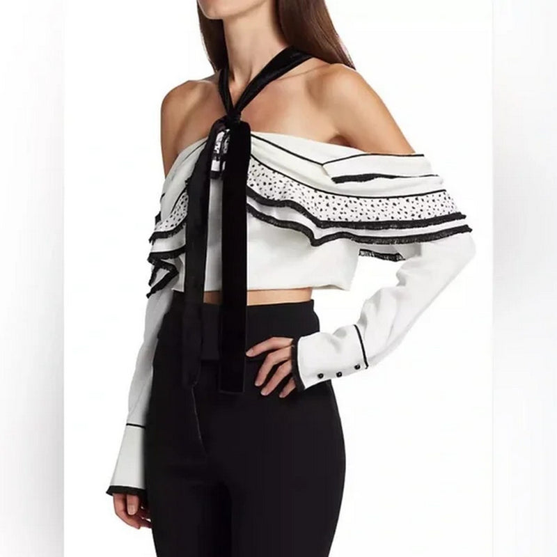 Proenza Schouler - Textured Viscose Crepe Top - White Multi - Femme