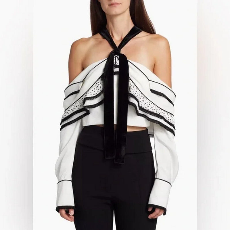 Proenza Schouler - Textured Viscose Crepe Top - White Multi - Femme