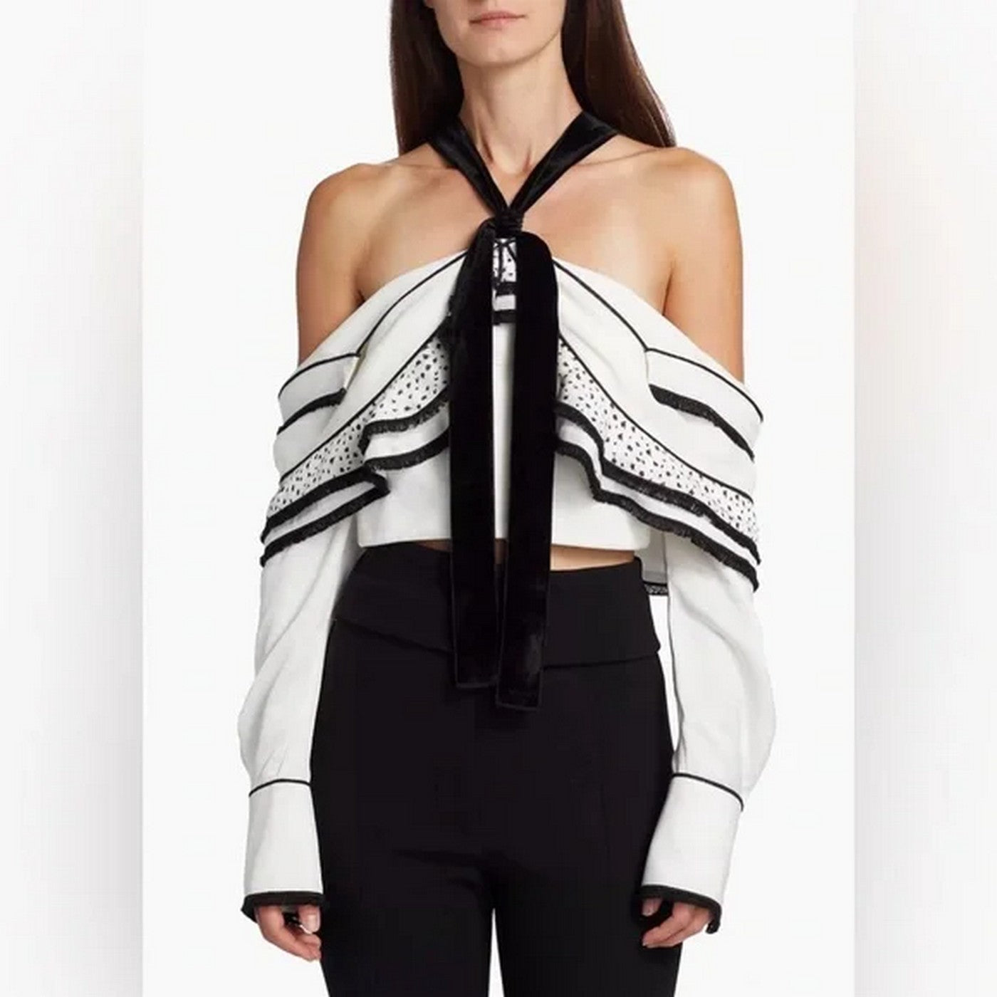 Proenza Schouler - Top de Crepé de Viscosa Texturizada - Blanco Multicolor - Mujer