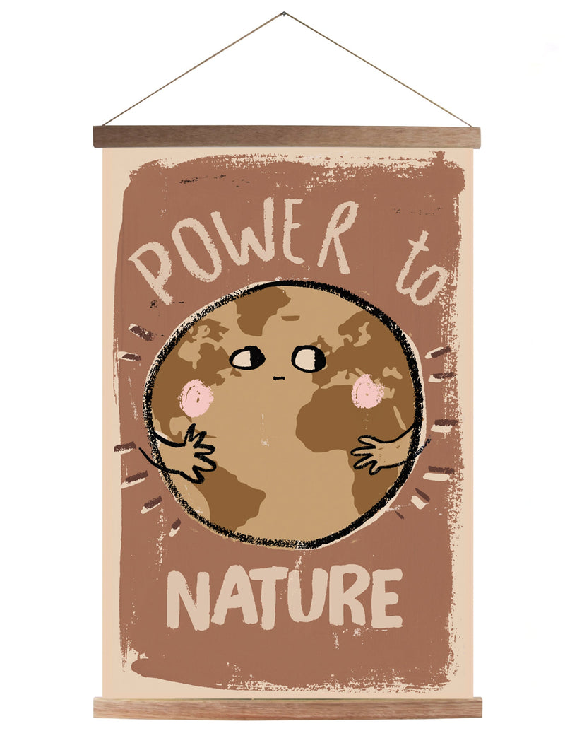 Póster escolar de lona con marco magnético de madera-Power to Nature - studioloco